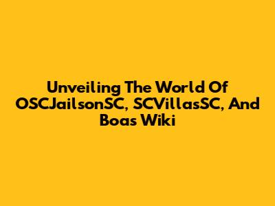 Unveiling The World Of OSCJailsonSC, SCVillasSC, And Boas Wiki