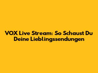 VOX Live Stream: So Schaust Du Deine Lieblingssendungen