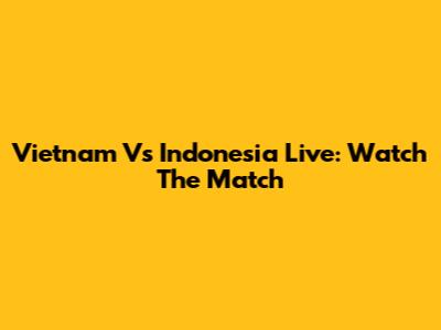 Vietnam Vs Indonesia Live: Watch The Match