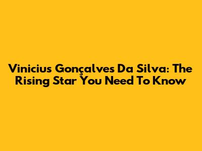 Vinicius Gonçalves Da Silva: The Rising Star You Need To Know
