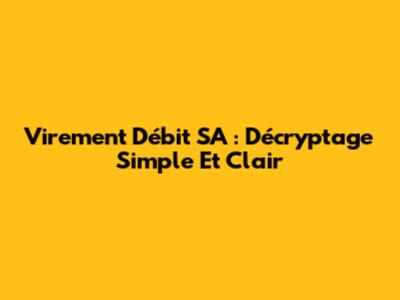Virement Débit SA : Décryptage Simple Et Clair