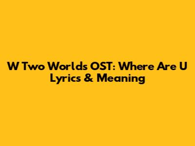 W Two Worlds OST: Where Are U Lyrics & Meaning