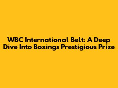 WBC International Belt: A Deep Dive Into Boxing's Prestigious Prize