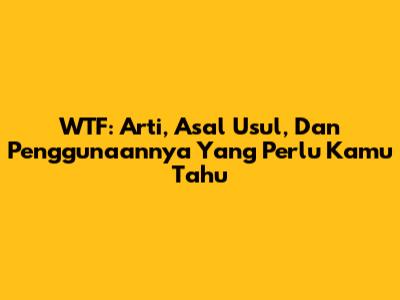 WTF: Arti, Asal Usul, Dan Penggunaannya Yang Perlu Kamu Tahu
