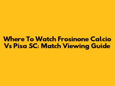 Where To Watch Frosinone Calcio Vs Pisa SC: Match Viewing Guide