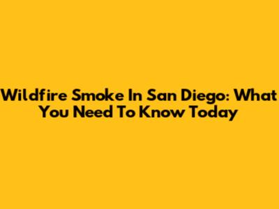 Wildfire Smoke In San Diego: What You Need To Know Today