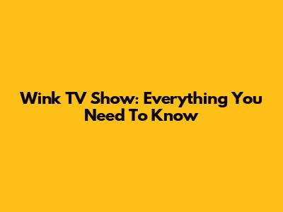 Wink TV Show: Everything You Need To Know