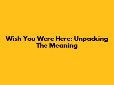Wish You Were Here: Unpacking The Meaning