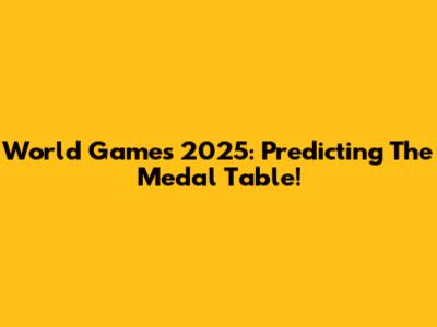 World Games 2025: Predicting The Medal Table!