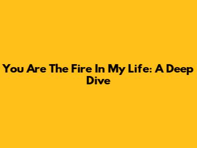 You Are The Fire In My Life: A Deep Dive