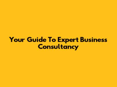 Your Guide To Expert Business Consultancy