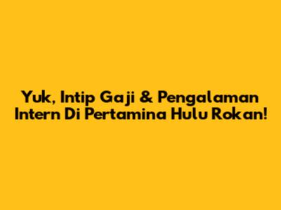 Yuk, Intip Gaji & Pengalaman Intern Di Pertamina Hulu Rokan!