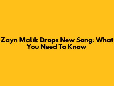 Zayn Malik Drops New Song: What You Need To Know