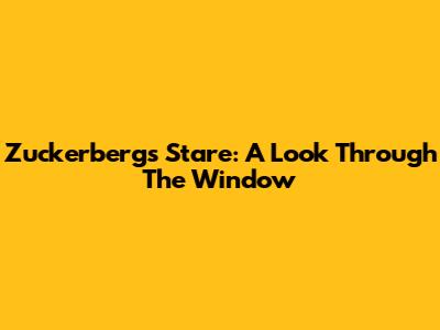 Zuckerberg's Stare: A Look Through The Window